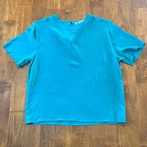 Vintage Anna and Frank Emerald Green Silk Blouse Size S